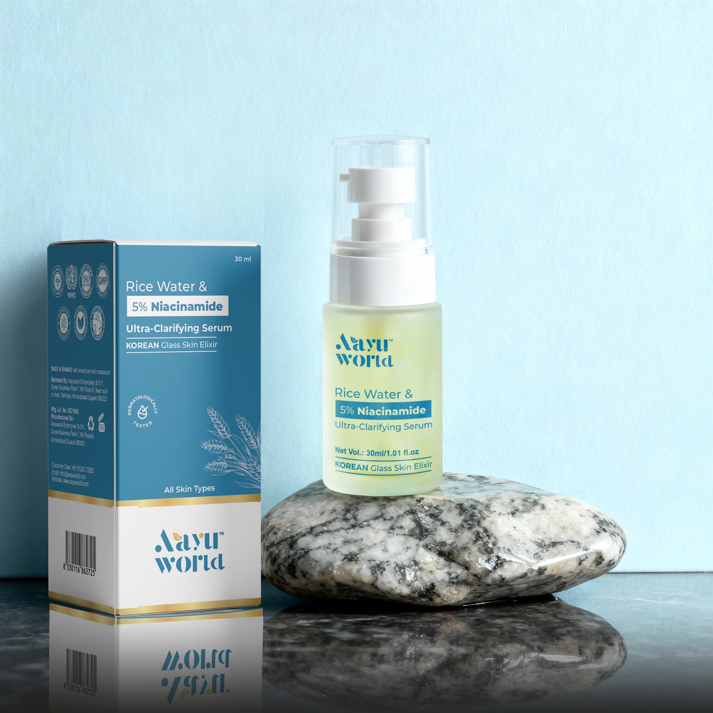 Ultra Clarifying Face Serum with Rice Water & 5% Niacinamide | Korean Glass Skin Elixir | Sulfate & Paraben Free