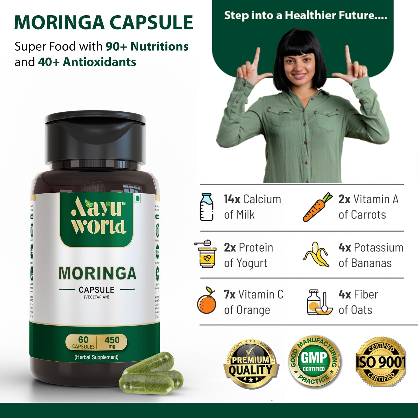 Aayuworld Moringa and Shilajit Capsules Combo | Nutritional Supplement | Boost Stamina, Energy and Power