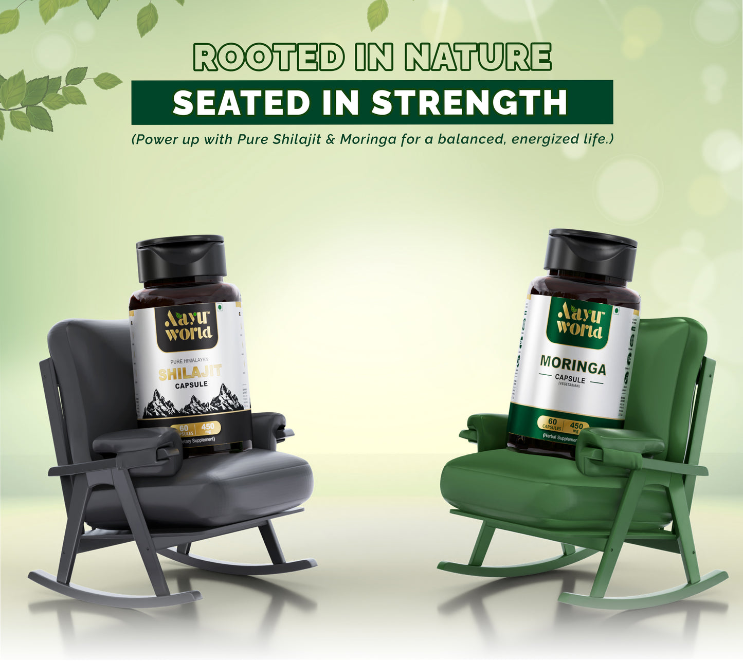 Aayuworld Moringa and Shilajit Capsules Combo | Nutritional Supplement | Boost Stamina, Energy and Power