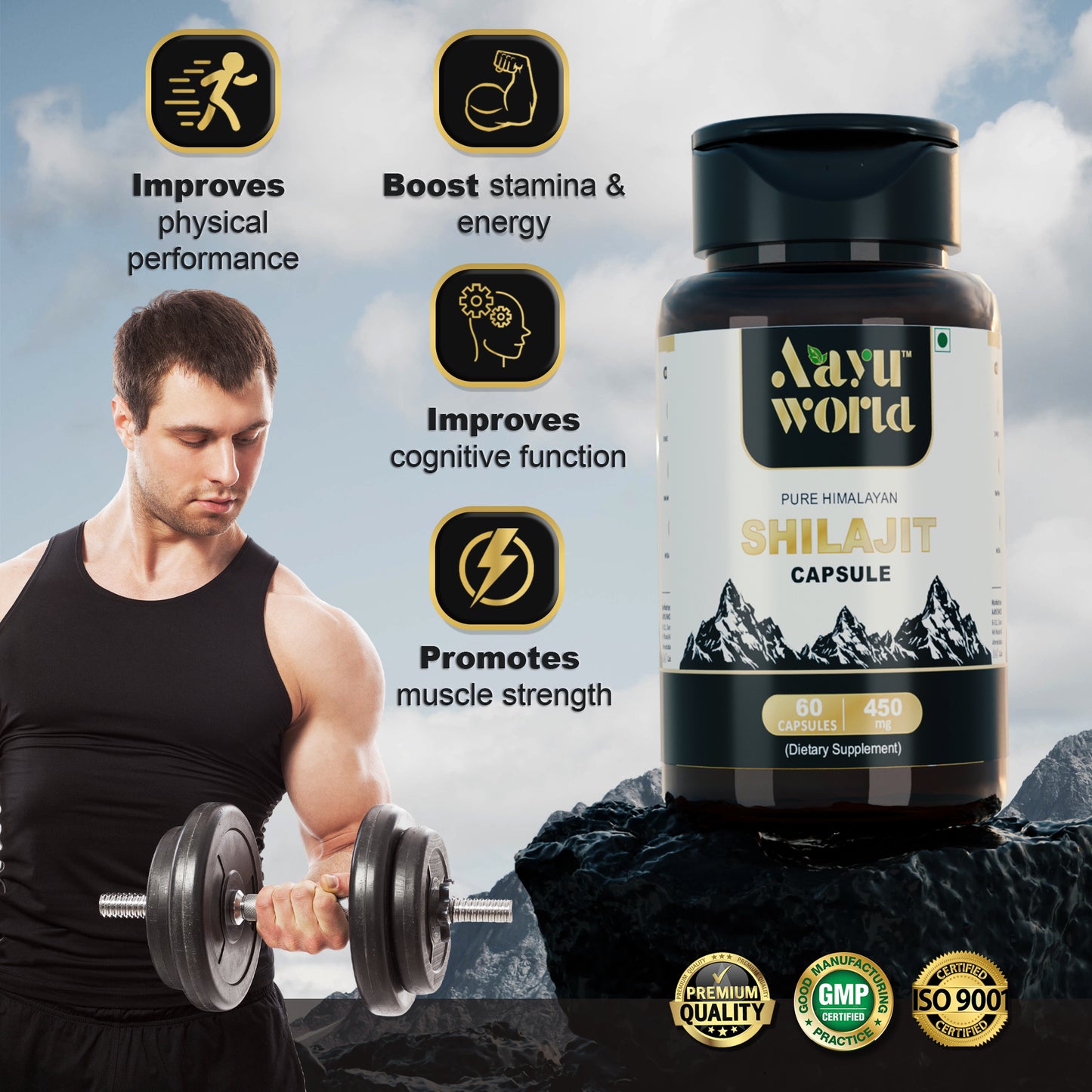 Aayuworld Moringa and Shilajit Capsules Combo | Nutritional Supplement | Boost Stamina, Energy and Power