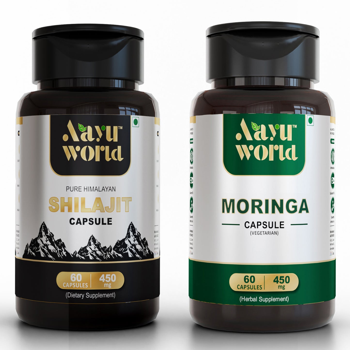 Aayuworld Moringa and Shilajit Capsules Combo | Nutritional Supplement | Boost Stamina, Energy and Power