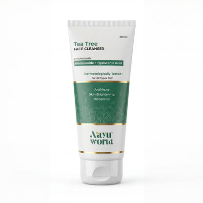 Aayuworld  Skincare Combo | Face wash (100gm) +Ghee Moisturizer (50g) + Rice Water Serum (30ml)+ Sunscreen (50gm)