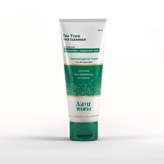 Tea Tree Face Cleanser with Niacinamide & Hyaluronic Acid | Anti-Acne, Oil Control & Skin Brightening Face Wash | Dermatologically Tested | For All Skin Types | 100 ml