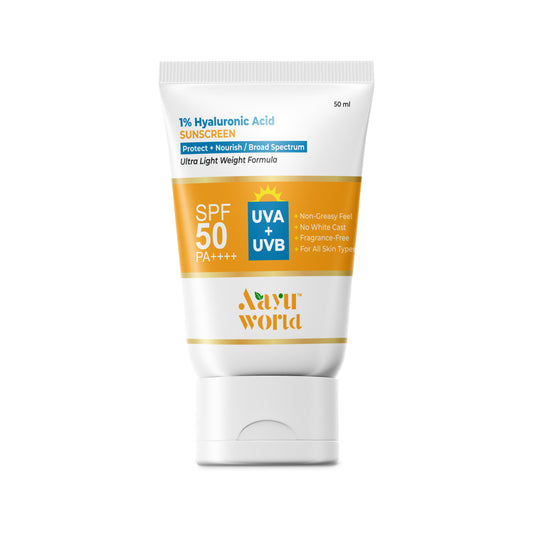 SPF 50+ PA++++ Sunscreen with 1% Hyaluronic Acid | Broad Spectrum UVA & UVB Protection | Ultra-Light, Non-Greasy & No White Cast | Fragrance-Free | FDA Approved | 50 ml